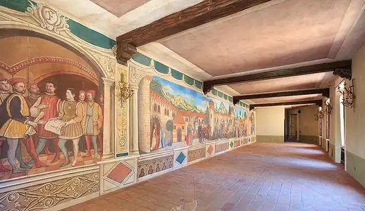Frescoed loggia with medieval mural